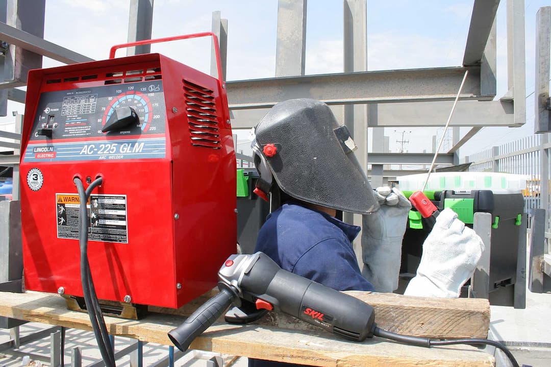 welding machine and the welder with safety gear