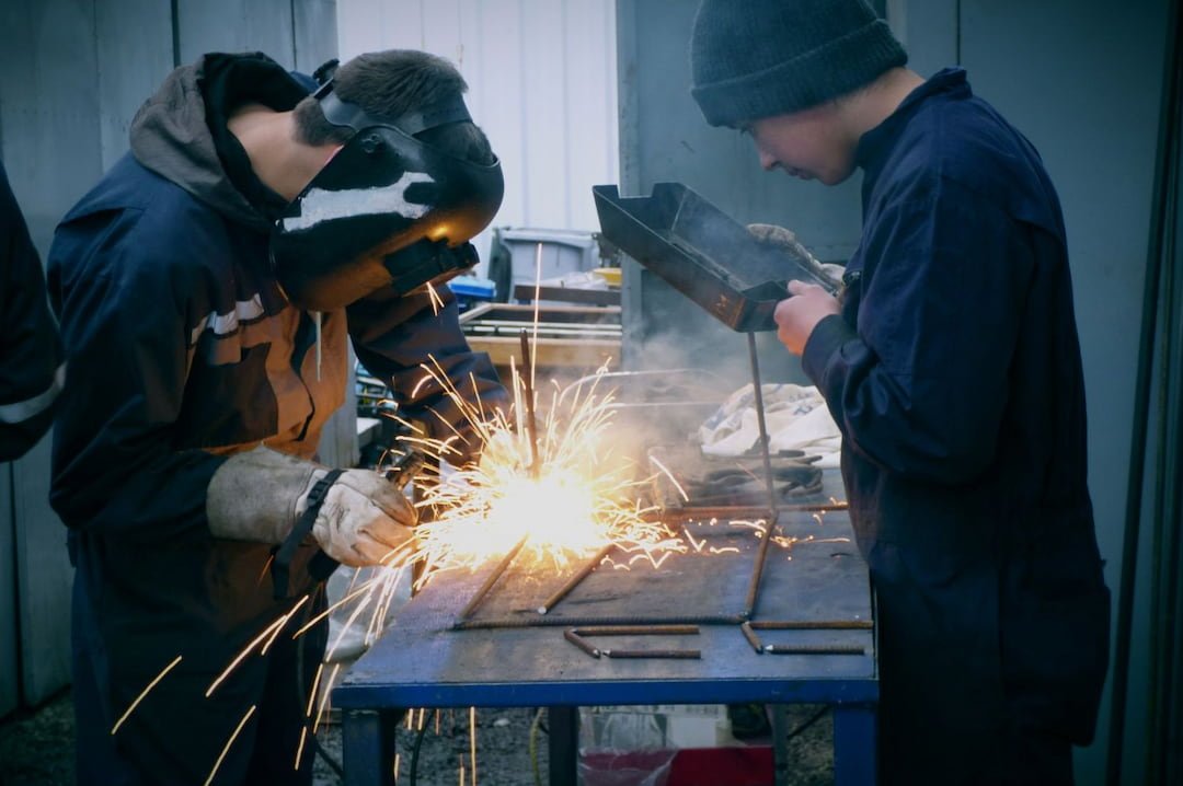 Two persons on the welding training