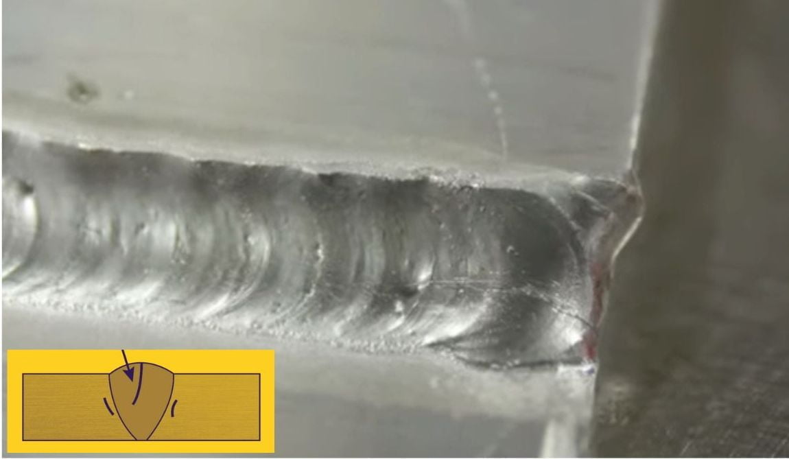 weld crack with graphic illustration