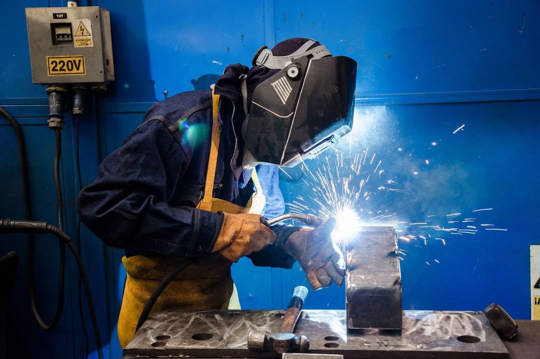 a person welding 
