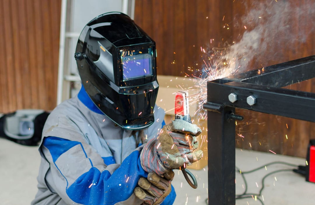 A person on the welding training
