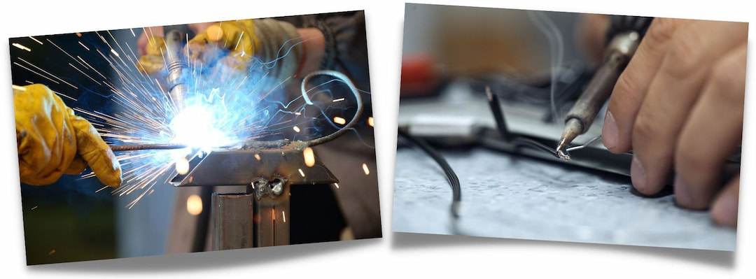Images of soldering and welding processes
