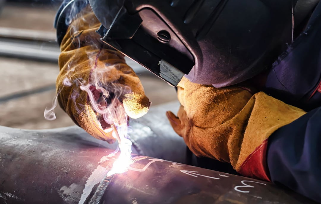 A person welding