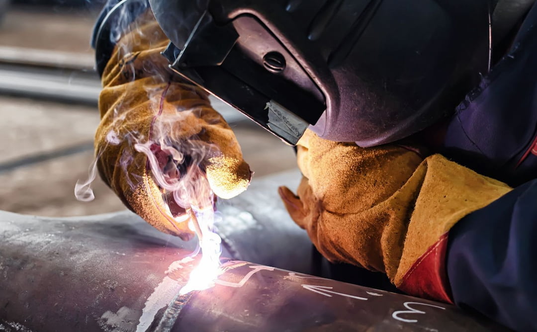 Closeup of a person welding
