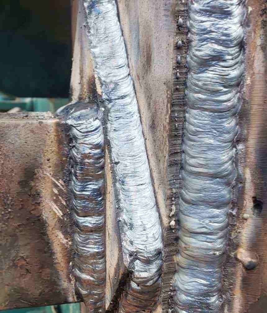 Closeup of vertical welds